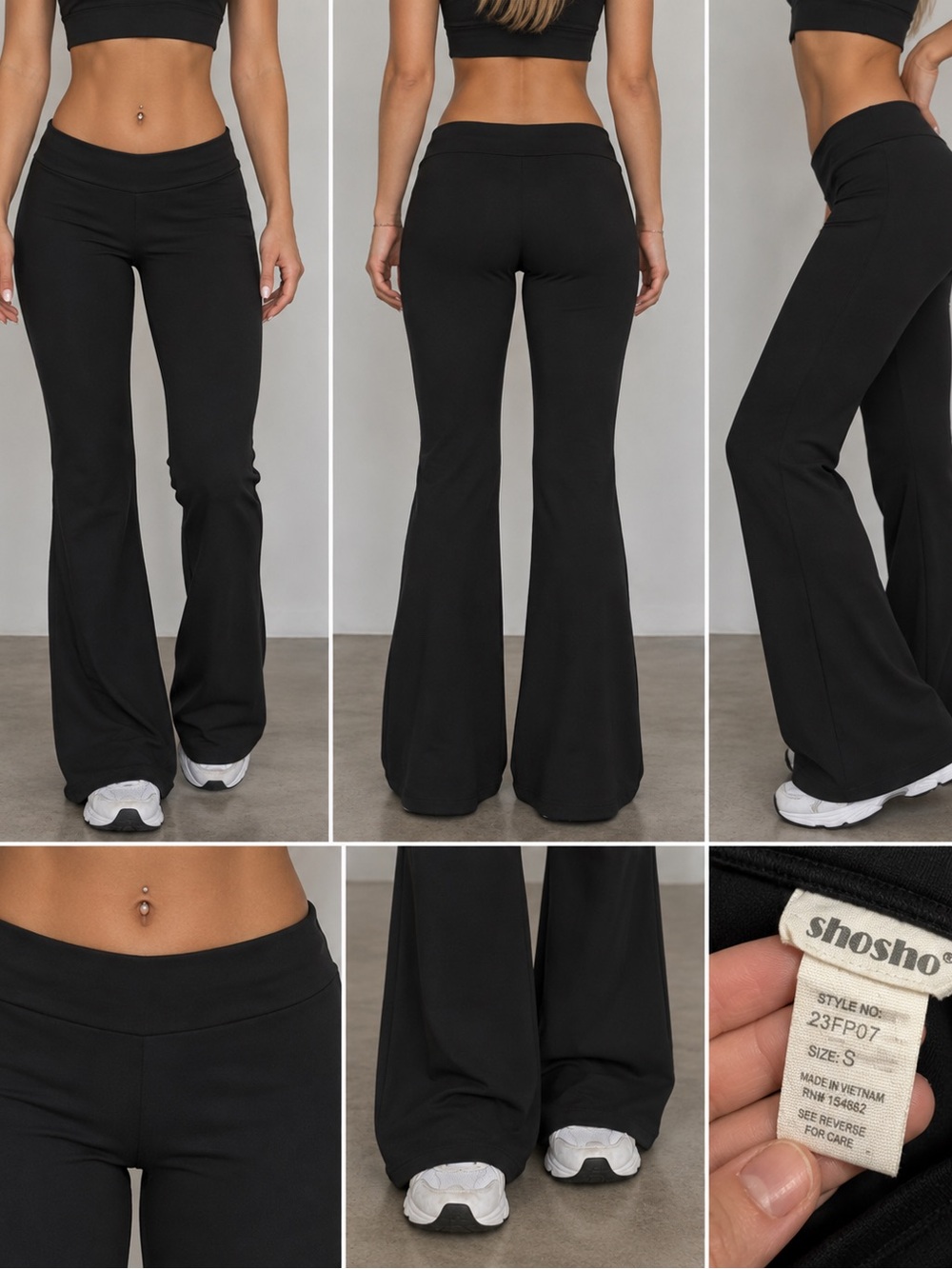 shosho Black Flared Track Pants for Women